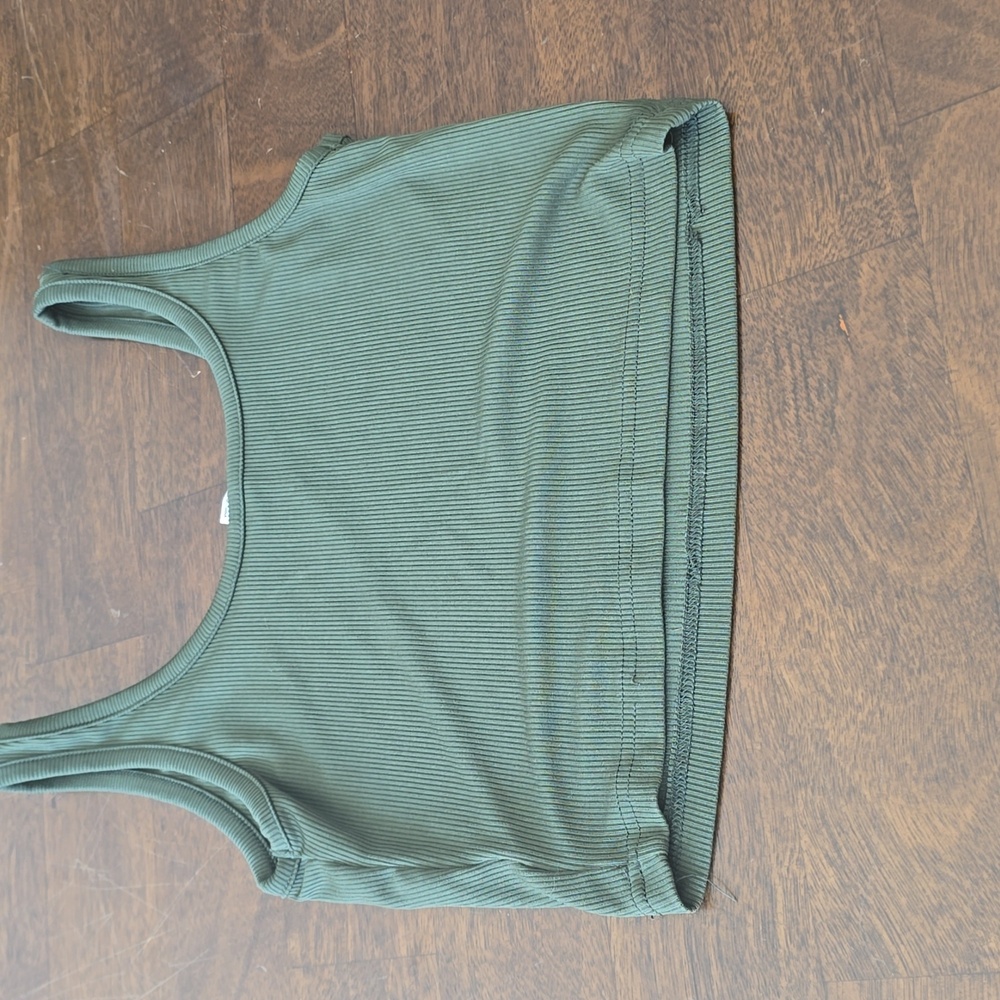 Green Ribbed Tank Top - Picture 2 of 2